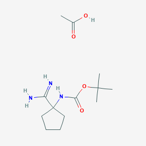 molecular formula C13H25N3O4 B2969357 acetic acid, tert-butyl N-(1-carbamimidoylcyclopentyl)carbamate CAS No. 2137873-92-6