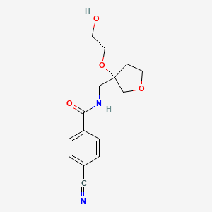 molecular formula C15H18N2O4 B2969365 4-cyano-N-((3-(2-hydroxyethoxy)tetrahydrofuran-3-yl)methyl)benzamide CAS No. 2320884-53-3