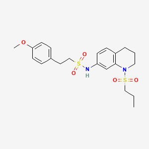 molecular formula C21H28N2O5S2 B2969367 2-(4-甲氧基苯基)-N-(1-(丙磺酰基)-1,2,3,4-四氢喹啉-7-基)乙磺酰胺 CAS No. 1021039-94-0