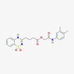 molecular formula C21H23N3O5S B2969382 2-((3,4-二甲苯基)氨基)-2-氧代乙基 4-(1,1-二氧化-4H-苯并[e][1,2,4]噻二嗪-3-基)丁酸酯 CAS No. 895648-47-2