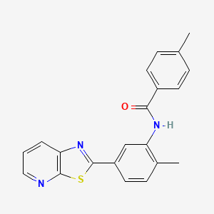 molecular formula C21H17N3OS B2969384 4-甲基-N-(2-甲基-5-(噻唑并[5,4-b]吡啶-2-基)苯基)苯甲酰胺 CAS No. 863594-22-3