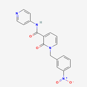 molecular formula C18H14N4O4 B2969389 1-[(3-nitrophenyl)methyl]-2-oxo-N-(pyridin-4-yl)-1,2-dihydropyridine-3-carboxamide CAS No. 946332-23-6