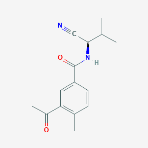 molecular formula C15H18N2O2 B2969394 3-Acetyl-N-[(1R)-1-cyano-2-methylpropyl]-4-methylbenzamide CAS No. 2248559-05-7