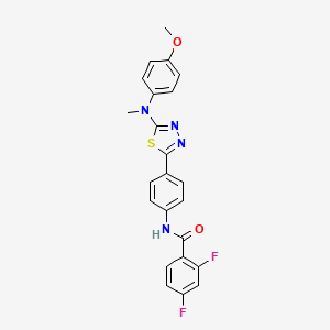 molecular formula C23H18F2N4O2S B2969395 2,4-二氟-N-(4-(5-((4-甲氧苯基)(甲基)氨基)-1,3,4-噻二唑-2-基)苯基)苯甲酰胺 CAS No. 1021023-66-4