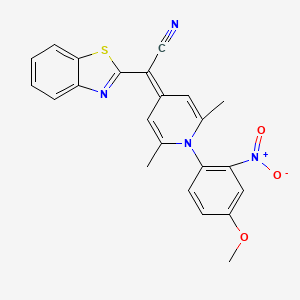 molecular formula C23H18N4O3S B2969398 1,3-benzothiazol-2-yl[1-(4-methoxy-2-nitrophenyl)-2,6-dimethylpyridin-4(1H)-ylidene]acetonitrile CAS No. 397287-94-4