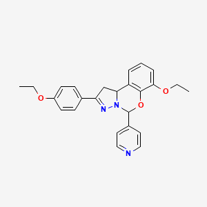 molecular formula C25H25N3O3 B2969403 7-ethoxy-2-(4-ethoxyphenyl)-5-(pyridin-4-yl)-5,10b-dihydro-1H-benzo[e]pyrazolo[1,5-c][1,3]oxazine CAS No. 899939-44-7