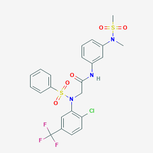 molecular formula C23H21ClF3N3O5S2 B296941 2-[2-chloro(phenylsulfonyl)-5-(trifluoromethyl)anilino]-N-{3-[methyl(methylsulfonyl)amino]phenyl}acetamide 