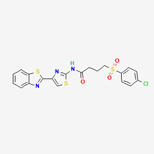 molecular formula C20H16ClN3O3S3 B2969424 N-(4-(苯并[d]噻唑-2-基)噻唑-2-基)-4-((4-氯苯基)磺酰基)丁酰胺 CAS No. 941987-91-3