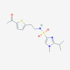 molecular formula C15H21N3O3S2 B2969437 N-(2-(5-acetylthiophen-2-yl)ethyl)-2-isopropyl-1-methyl-1H-imidazole-4-sulfonamide CAS No. 2034272-60-9