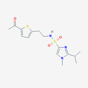 molecular formula C15H21N3O3S2 B2969437 N-(2-(5-乙酰噻吩-2-基)乙基)-2-异丙基-1-甲基-1H-咪唑-4-磺酰胺 CAS No. 2034272-60-9