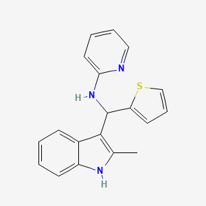 molecular formula C19H17N3S B2969440 N-((2-methyl-1H-indol-3-yl)(thiophen-2-yl)methyl)pyridin-2-amine CAS No. 301313-07-5