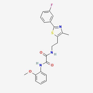 molecular formula C21H20FN3O3S B2969445 N-{2-[2-(3-fluorophenyl)-4-methyl-1,3-thiazol-5-yl]ethyl}-N'-(2-methoxyphenyl)ethanediamide CAS No. 895804-35-0