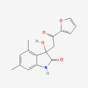 molecular formula C16H15NO4 B2969446 3-(2-(Furan-2-yl)-2-oxoethyl)-3-hydroxy-4,6-dimethylindolin-2-one CAS No. 1376105-99-5