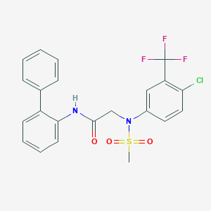 molecular formula C22H18ClF3N2O3S B296945 N-[1,1'-biphenyl]-2-yl-2-[4-chloro(methylsulfonyl)-3-(trifluoromethyl)anilino]acetamide 