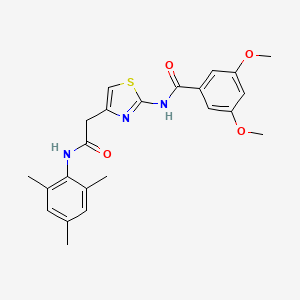molecular formula C23H25N3O4S B2969451 N-(4-(2-(mesitylamino)-2-oxoethyl)thiazol-2-yl)-3,5-dimethoxybenzamide CAS No. 921818-67-9