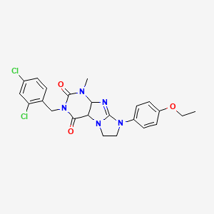 molecular formula C23H21Cl2N5O3 B2969455 3-[(2,4-dichlorophenyl)methyl]-8-(4-ethoxyphenyl)-1-methyl-1H,2H,3H,4H,6H,7H,8H-imidazo[1,2-g]purine-2,4-dione CAS No. 893953-39-4