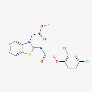 molecular formula C18H14Cl2N2O4S B2969458 Methyl 2-[2-[2-(2,4-dichlorophenoxy)acetyl]imino-1,3-benzothiazol-3-yl]acetate CAS No. 941997-16-6
