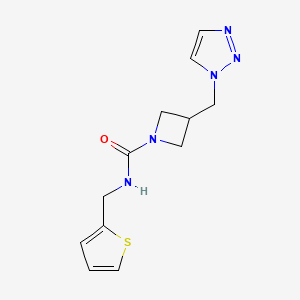 molecular formula C12H15N5OS B2969459 N-(Thiophen-2-ylmethyl)-3-(triazol-1-ylmethyl)azetidine-1-carboxamide CAS No. 2320464-74-0