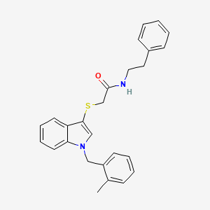 molecular formula C26H26N2OS B2969461 2-((1-(2-methylbenzyl)-1H-indol-3-yl)thio)-N-phenethylacetamide CAS No. 851412-55-0
