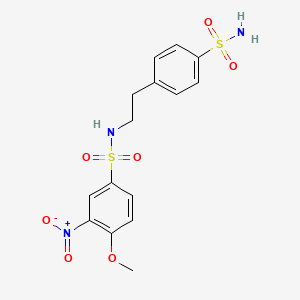 molecular formula C15H17N3O7S2 B2969470 4-methoxy-3-nitro-N-[2-(4-sulfamoylphenyl)ethyl]benzenesulfonamide CAS No. 690247-63-3