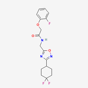 molecular formula C17H18F3N3O3 B2969473 N-((3-(4,4-difluorocyclohexyl)-1,2,4-oxadiazol-5-yl)methyl)-2-(2-fluorophenoxy)acetamide CAS No. 2034231-09-7