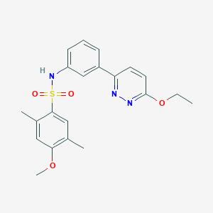 molecular formula C21H23N3O4S B2969475 N-[3-(6-ethoxypyridazin-3-yl)phenyl]-4-methoxy-2,5-dimethylbenzenesulfonamide CAS No. 895803-14-2