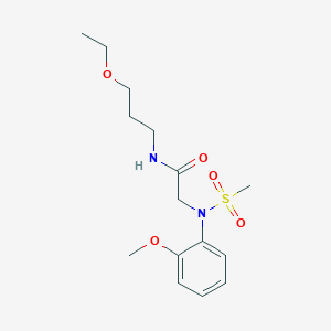 molecular formula C15H24N2O5S B296948 N-(3-ethoxypropyl)-2-[2-methoxy(methylsulfonyl)anilino]acetamide 