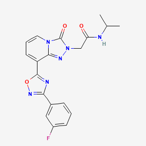 molecular formula C19H17FN6O3 B2969490 2-{8-[3-(3-fluorophenyl)-1,2,4-oxadiazol-5-yl]-3-oxo[1,2,4]triazolo[4,3-a]pyridin-2(3H)-yl}-N-(propan-2-yl)acetamide CAS No. 1261017-28-0