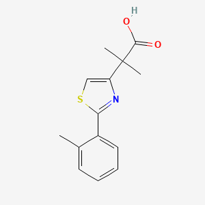 molecular formula C14H15NO2S B2969493 2-甲基-2-[2-(2-甲基苯基)-1,3-噻唑-4-基]丙酸 CAS No. 1267342-57-3