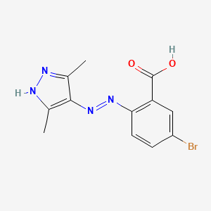 molecular formula C12H11BrN4O2 B2969504 5-bromo-2-[(E)-(3,5-dimethyl-1H-pyrazol-4-yl)diazenyl]benzoic acid CAS No. 497941-04-5