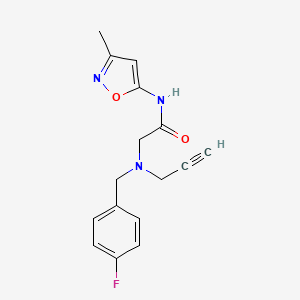 molecular formula C16H16FN3O2 B2969513 2-{[(4-fluorophenyl)methyl](prop-2-yn-1-yl)amino}-N-(3-methyl-1,2-oxazol-5-yl)acetamide CAS No. 1252358-19-2