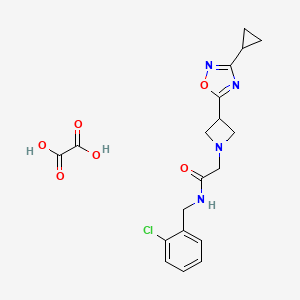 molecular formula C19H21ClN4O6 B2969515 N-(2-chlorobenzyl)-2-(3-(3-cyclopropyl-1,2,4-oxadiazol-5-yl)azetidin-1-yl)acetamide oxalate CAS No. 1351615-86-5