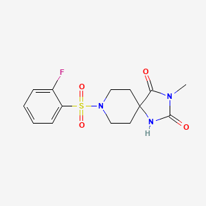 molecular formula C14H16FN3O4S B2969519 8-((2-氟苯基)磺酰基)-3-甲基-1,3,8-三氮杂螺[4.5]癸烷-2,4-二酮 CAS No. 941928-21-8