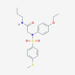 molecular formula C20H26N2O4S2 B296952 2-(4-ethoxy{[4-(methylsulfanyl)phenyl]sulfonyl}anilino)-N-propylacetamide 