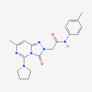 molecular formula C19H22N6O2 B2969523 2-(7-methyl-3-oxo-5-pyrrolidin-1-yl[1,2,4]triazolo[4,3-c]pyrimidin-2(3H)-yl)-N-(4-methylphenyl)acetamide CAS No. 1251626-30-8