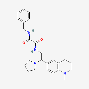 molecular formula C25H32N4O2 B2969532 N-benzyl-N'-[2-(1-methyl-1,2,3,4-tetrahydroquinolin-6-yl)-2-pyrrolidin-1-ylethyl]ethanediamide CAS No. 922012-38-2