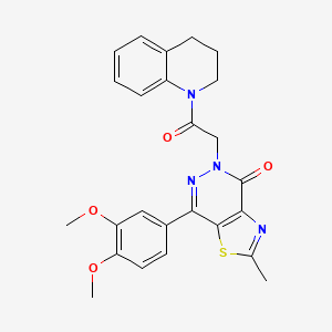 molecular formula C25H24N4O4S B2969533 5-(2-(3,4-二氢喹啉-1(2H)-基)-2-氧代乙基)-7-(3,4-二甲氧基苯基)-2-甲基噻唑并[4,5-d]嘧啶-4(5H)-酮 CAS No. 953958-44-6