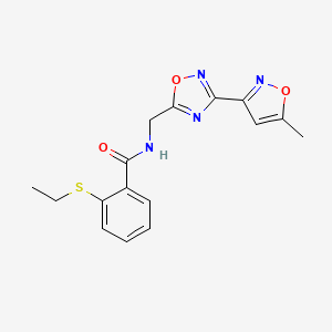 2-(ethylthio)-N-((3-(5-methylisoxazol-3-yl)-1,2,4-oxadiazol-5-yl)methyl)benzamide