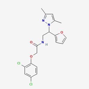 molecular formula C19H19Cl2N3O3 B2969536 2-(2,4-dichlorophenoxy)-N-(2-(3,5-dimethyl-1H-pyrazol-1-yl)-2-(furan-2-yl)ethyl)acetamide CAS No. 2034345-77-0