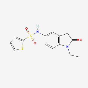 molecular formula C14H14N2O3S2 B2969537 N-(1-ethyl-2-oxoindolin-5-yl)thiophene-2-sulfonamide CAS No. 921556-28-7