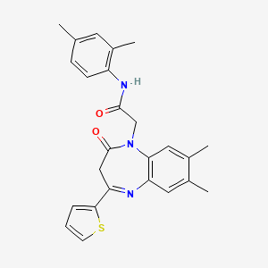 molecular formula C25H25N3O2S B2969538 2-[7,8-dimethyl-2-oxo-4-(2-thienyl)-2,3-dihydro-1H-1,5-benzodiazepin-1-yl]-N-(2,4-dimethylphenyl)acetamide CAS No. 1251611-35-4