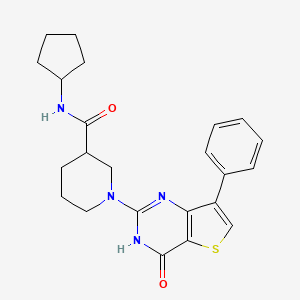 molecular formula C23H26N4O2S B2969539 N-环戊基-1-(4-氧代-7-苯基-3,4-二氢噻吩并[3,2-d]嘧啶-2-基)哌啶-3-甲酰胺 CAS No. 1242960-46-8