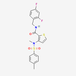 molecular formula C20H18F2N2O3S2 B2969549 N-(2,4-二氟苄基)-3-(N,4-二甲基苯磺酰胺基)噻吩-2-甲酰胺 CAS No. 1226454-35-8