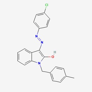 molecular formula C22H18ClN3O B2969550 1-(4-甲基苄基)-1H-吲哚-2,3-二酮 3-[N-(4-氯苯基)腙] CAS No. 303984-94-3