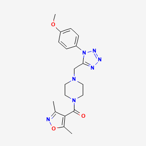 molecular formula C19H23N7O3 B2969557 (3,5-dimethylisoxazol-4-yl)(4-((1-(4-methoxyphenyl)-1H-tetrazol-5-yl)methyl)piperazin-1-yl)methanone CAS No. 1040679-44-4