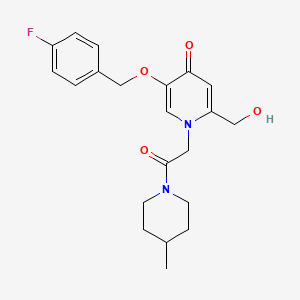 molecular formula C21H25FN2O4 B2969559 5-((4-fluorobenzyl)oxy)-2-(hydroxymethyl)-1-(2-(4-methylpiperidin-1-yl)-2-oxoethyl)pyridin-4(1H)-one CAS No. 946227-70-9