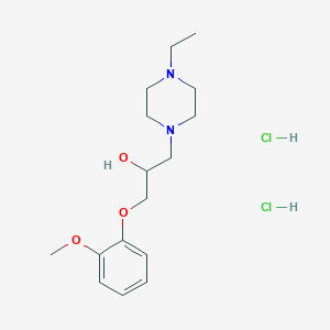 molecular formula C16H28Cl2N2O3 B2969574 1-(4-Ethylpiperazin-1-yl)-3-(2-methoxyphenoxy)propan-2-ol dihydrochloride CAS No. 1185350-71-3