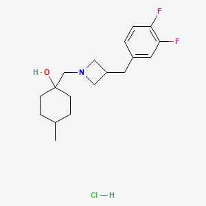 molecular formula C18H26ClF2NO B2969578 1-[[3-[(3,4-Difluorophenyl)methyl]azetidin-1-yl]methyl]-4-methylcyclohexan-1-ol;hydrochloride CAS No. 2580230-57-3