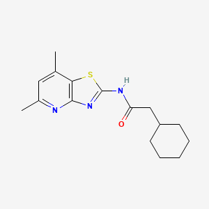 molecular formula C16H21N3OS B2969582 2-cyclohexyl-N-(5,7-dimethylthiazolo[4,5-b]pyridin-2-yl)acetamide CAS No. 1021045-57-7