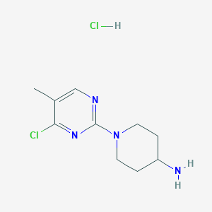 molecular formula C10H16Cl2N4 B2969585 1-(4-Chloro-5-methylpyrimidin-2-yl)piperidin-4-amine hydrochloride CAS No. 1289387-20-7